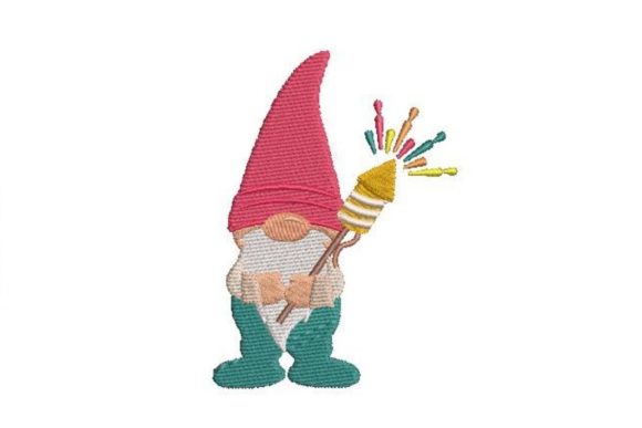 Adorable Gnome Fireworks Embroidery Design