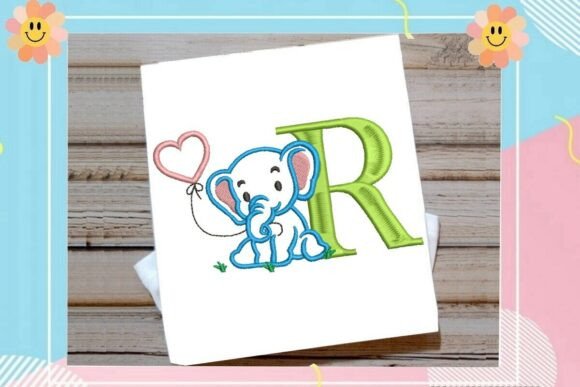 Adorable R Letter Cute Elephant Decor