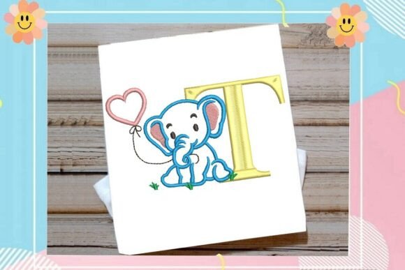 Adorable T Letter Cute Elephant Decor