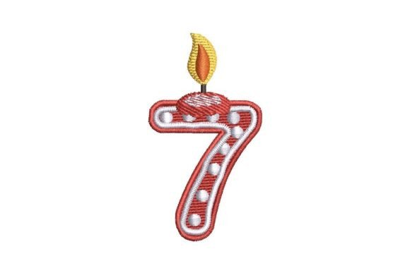 Birthday Candle Number 7: A Lively Embroidery Design