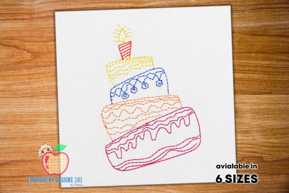 Birthday Cream Cake Running: A Festive Embroidery Delight