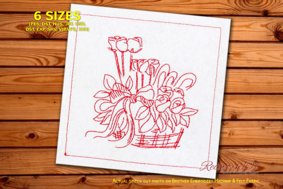 Charming Basket of Flowers Embroidery Design