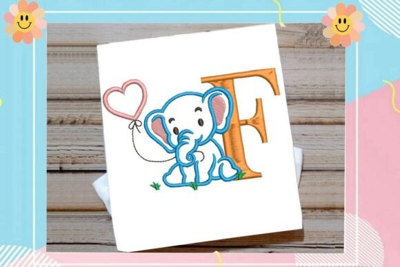 Charming F Letter Cute Elephant Decor