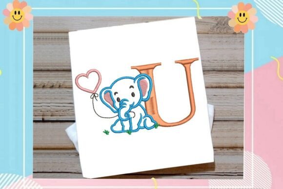 Charming U Letter Cute Elephant Decor