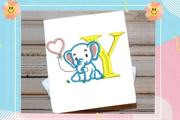 Charming Y Letter Cute Elephant Decor