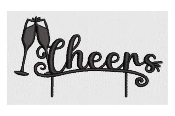 Cheers Cake Topper: A Festive Embroidery Design