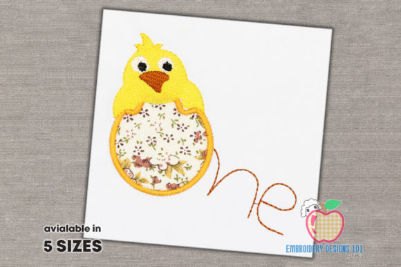 Cute Baby Chicken for 1st Birthday Applique