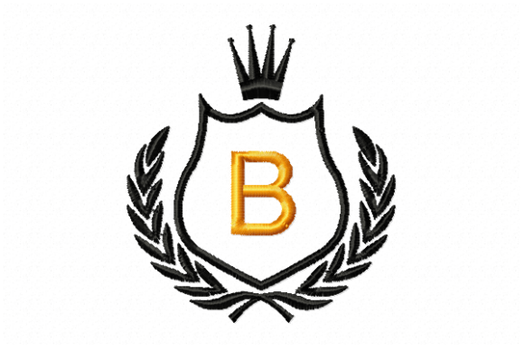 Elegant Royal Crest Letter B Embroidery Design