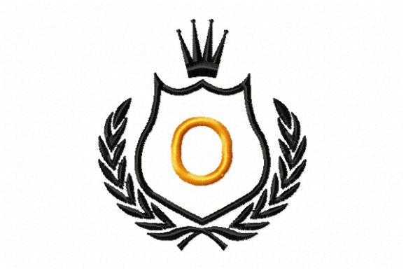 Elegant Royal Crest Letter O for Holiday Embroidery