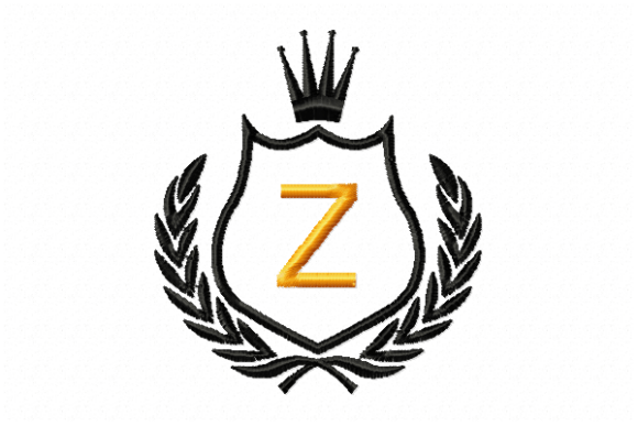 Elegant Royal Crest Letter Z for Holiday Embroidery