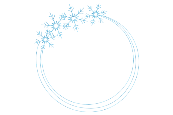 Elegant Snowflake Circle Frame for Winter Embroidery