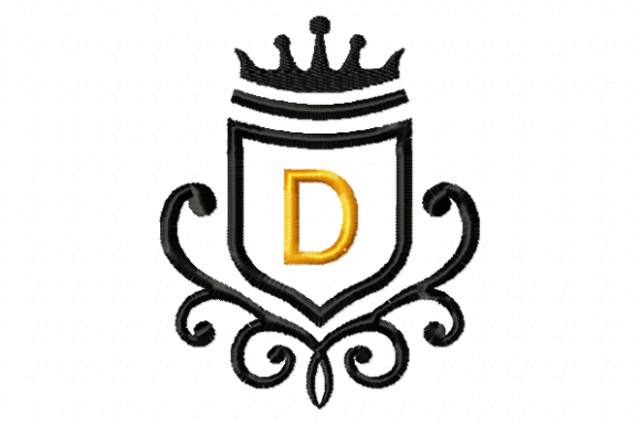 Elegant Vintage Royal Letter D for Holiday Embroidery