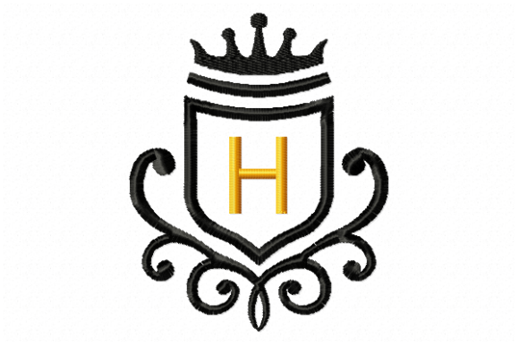 Elegant Vintage Royal Letter H Embroidery Design