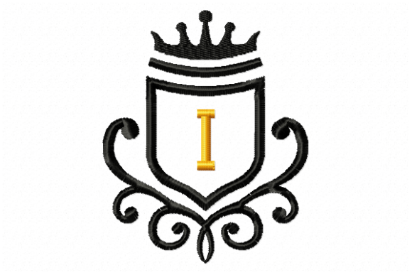 Elegant Vintage Royal Letter I Embroidery Design