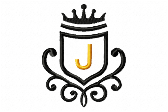 Elegant Vintage Royal Letter J Embroidery Design