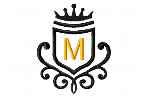 Elegant Vintage Royal Letter M Embroidery Design