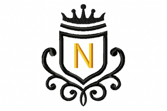 Elegant Vintage Royal Letter N for Holiday Embroidery