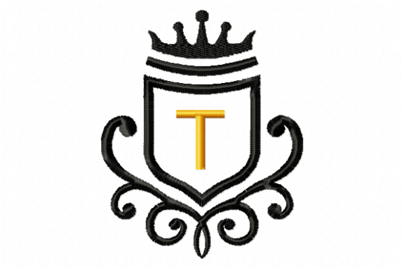 Elegant Vintage Royal Letter T for Holiday Embroidery