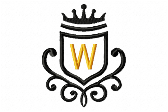 Elegant Vintage Royal Letter W Embroidery Design