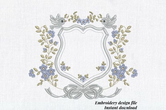 Floral Wedding Frame Blue: A Charming Embroidery Design