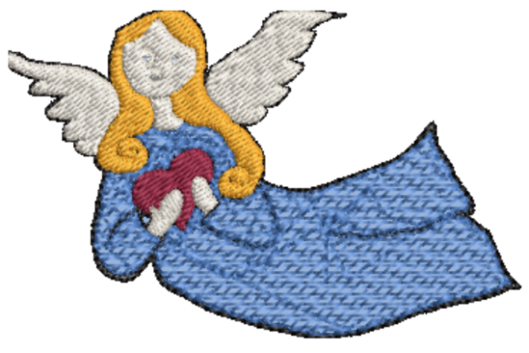 Folk Art Angel Heart: A Charming Embroidery Design