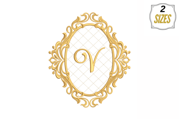 Letter V in a Beautiful Frame: A Stylish Embroidery Design