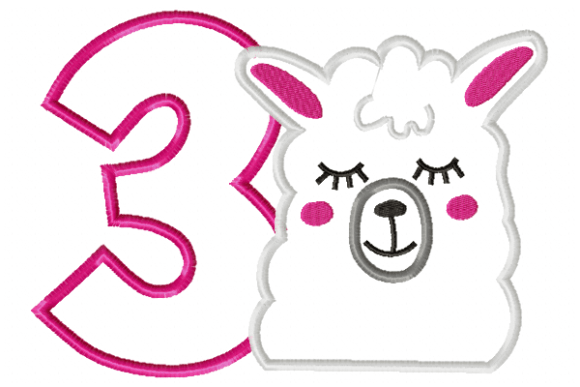 Llama Birthday Number 3 Applique: A Charming Addition