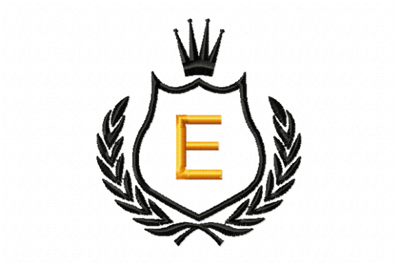 Royal Crest Letter E: A Luxurious Embroidery Design