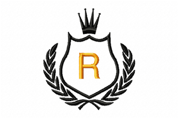 Royal Crest Letter R: A Luxurious Embroidery Design