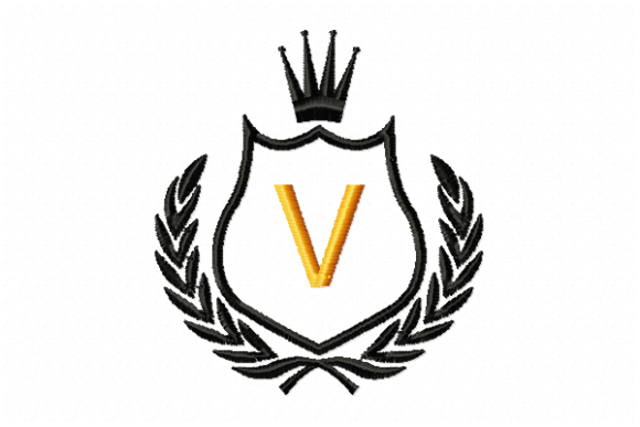 Royal Crest Letter V: A Luxurious Embroidery Design